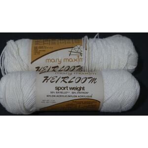 Lot of 2 Skeins Heirloom‎ Yarn 2oz White Sport Weight Acrylic USA